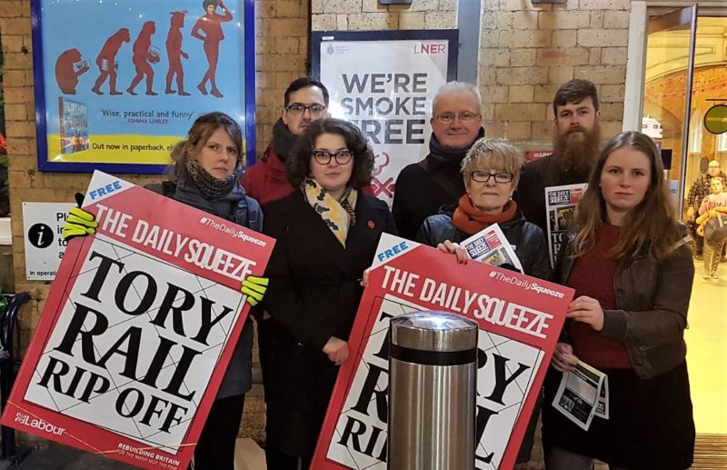 Labour campaigners protest price rises at York Railway Station