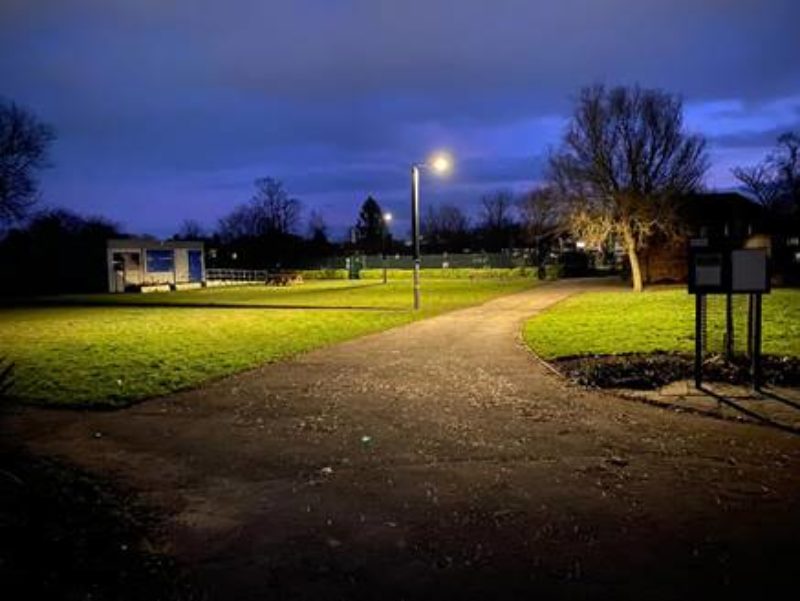 New solar lighting column in Hull Road Park